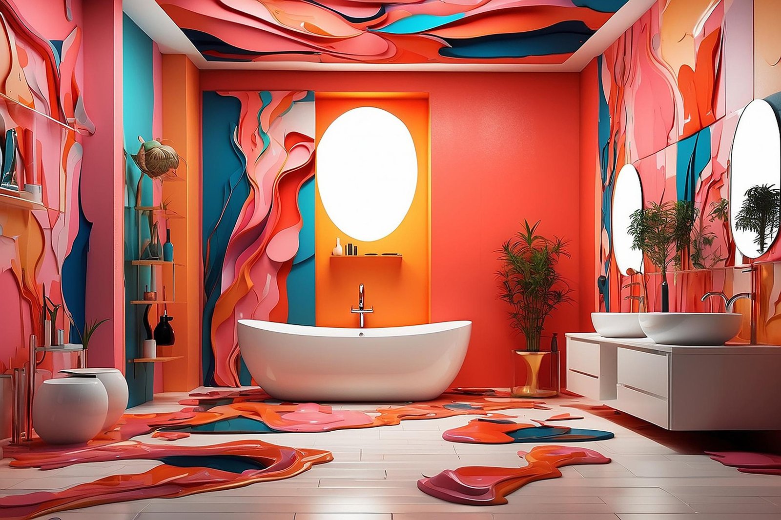 Very colorful and fun bathroom.