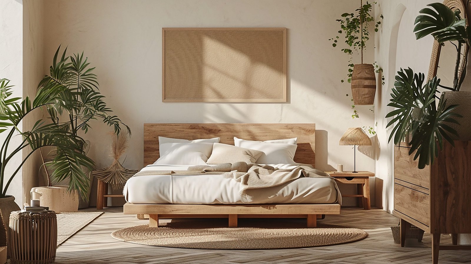 Bedroom interior design minimal aesthetic.