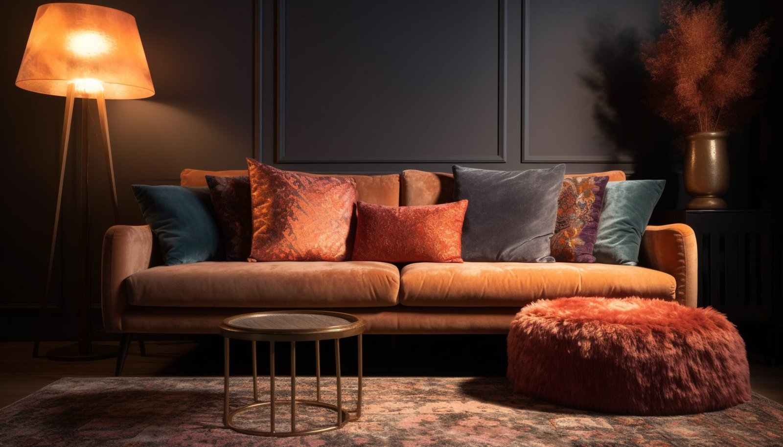 Luxury modern living room with comfortable sofa.