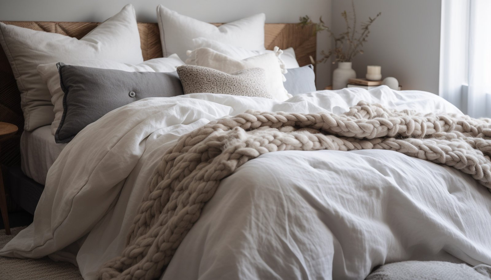 Softness and luxury on modern hotel bedding.