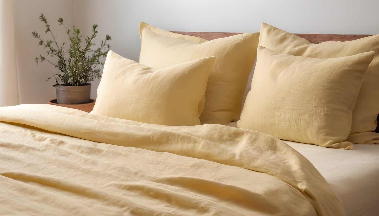 Yellow bed sheet arrangement.