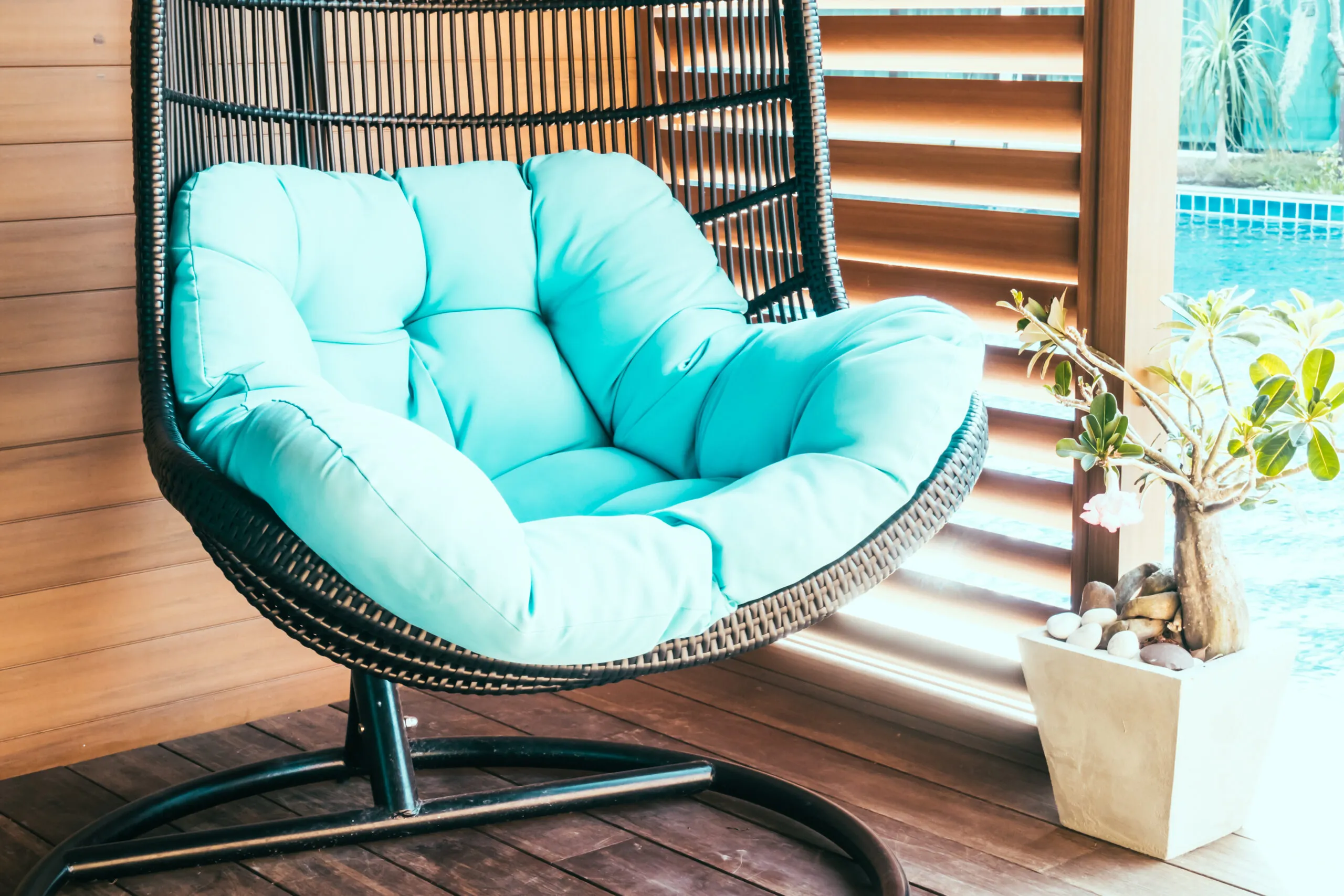 Empty chair decoration in patio deck.