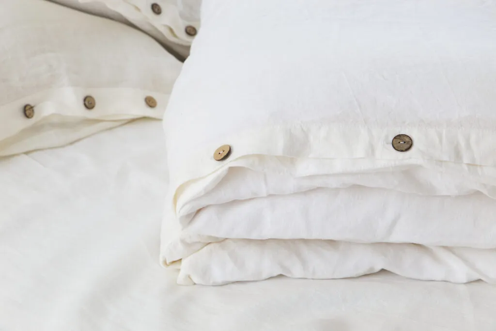 Natural eco-friendly linen bed in the interior.