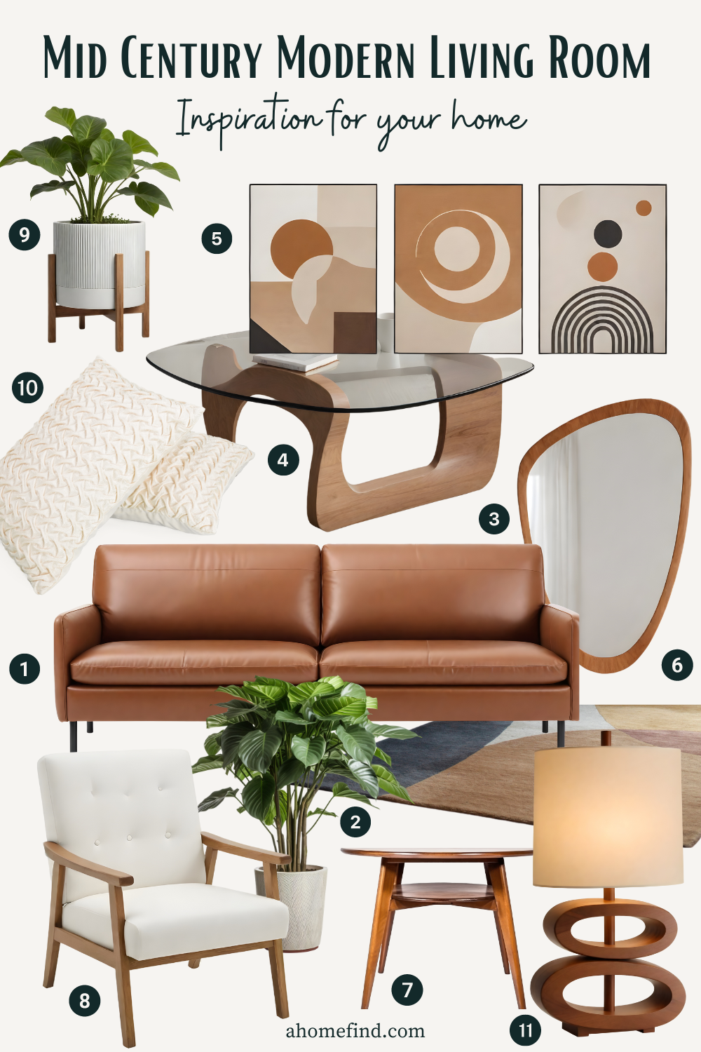 Pinterest moodboard mid century modern living room.
