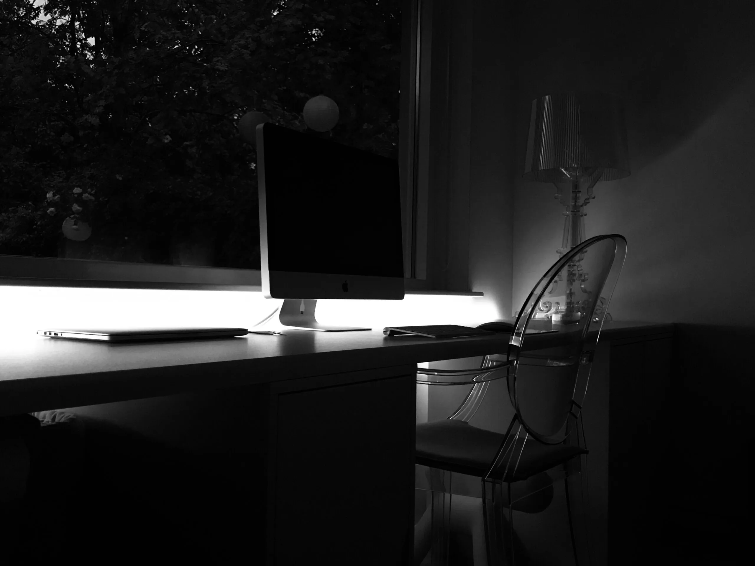 Black home office.