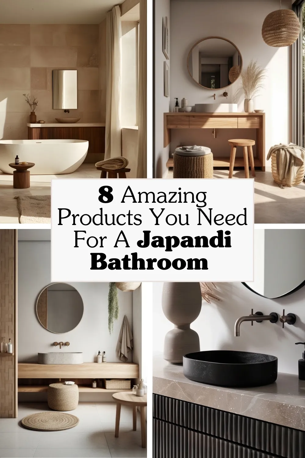Japandi Bathroom, Pinterest pin.