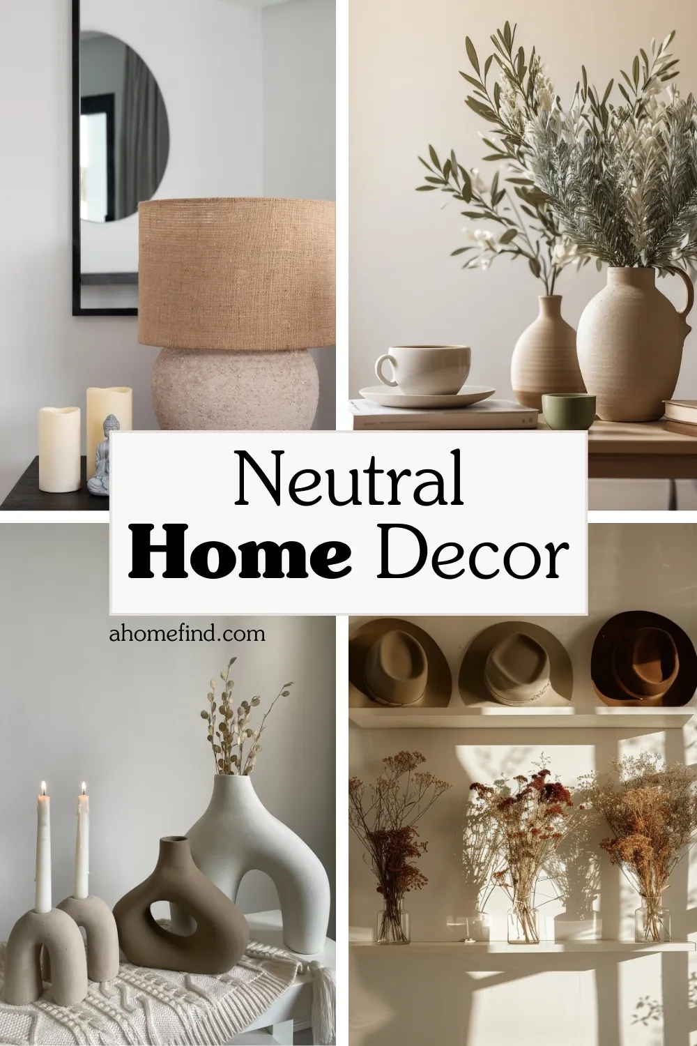 Neutral home decor pinterest pin.
