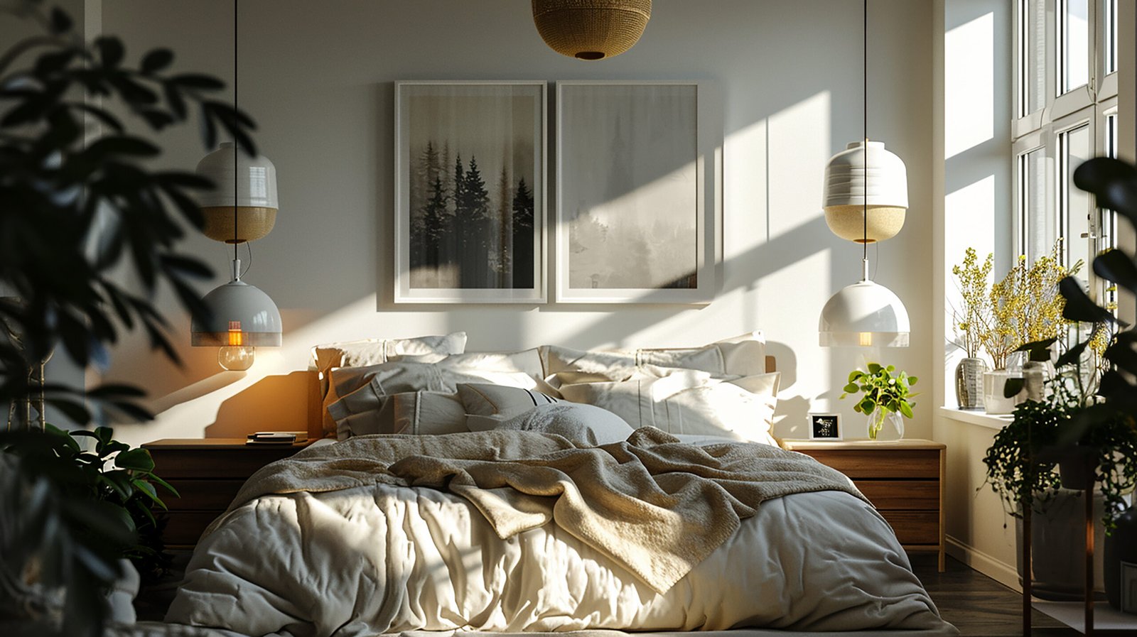 Bedroom interior design minimal aesthetic.