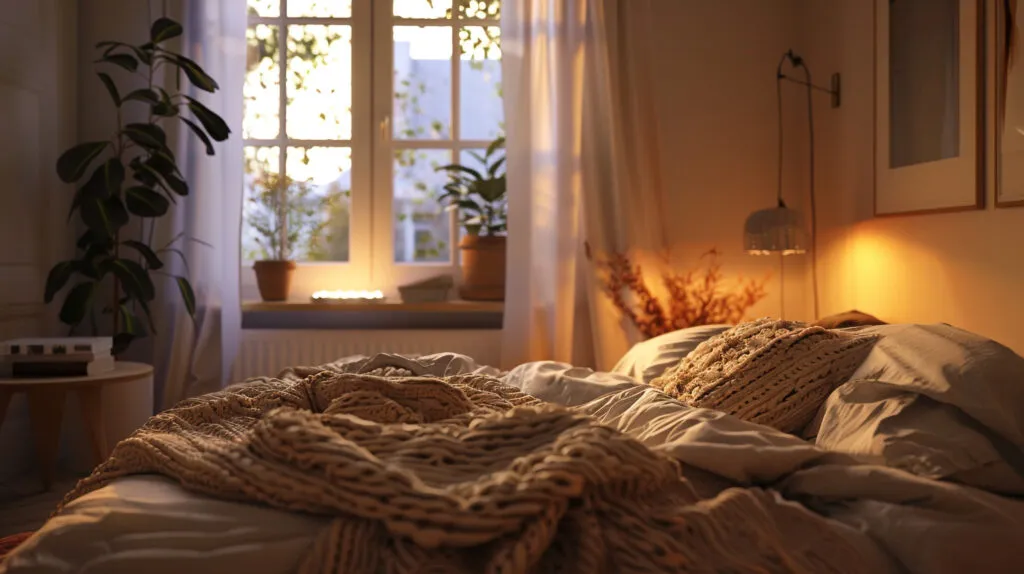 Serene scandinavian retreat embracing hygge comfort.