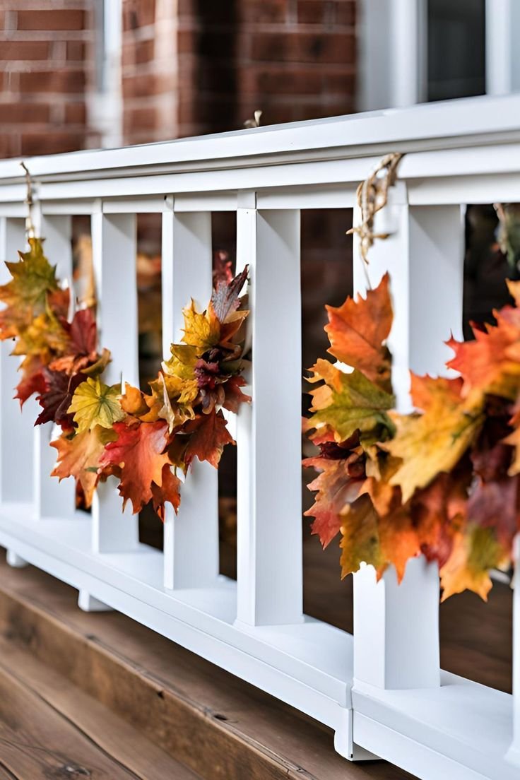 Cozy Fall Decor Autumn Decorating leaf garland.