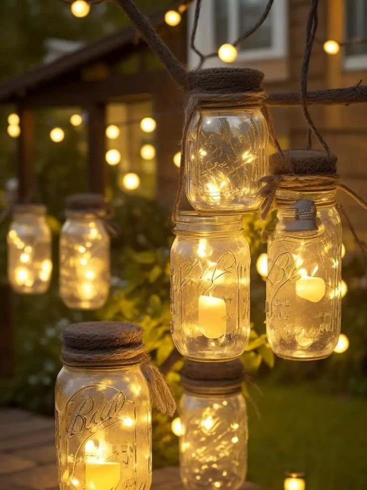 Diy mason jar lanterns for fall front porch.