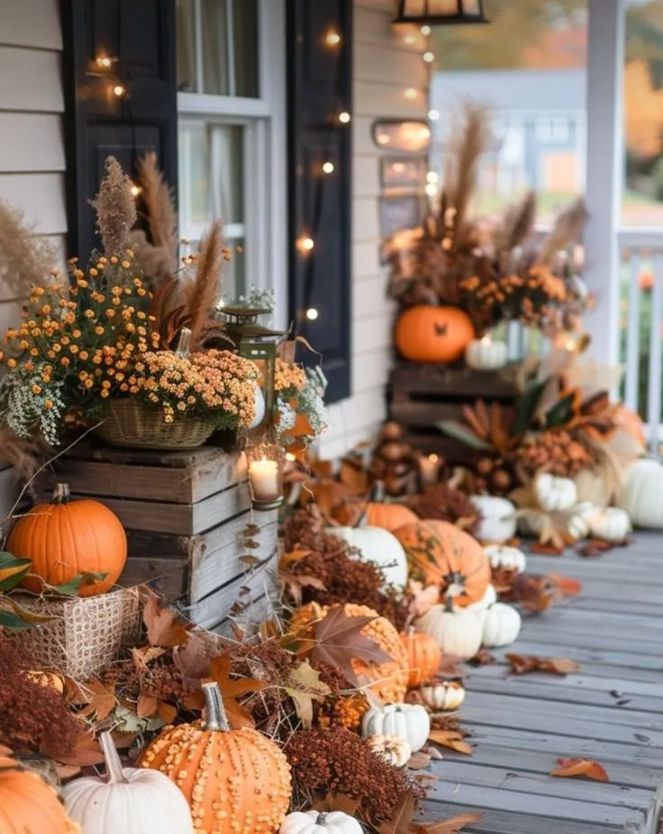 Wooden trays front porch decor fall inspired.