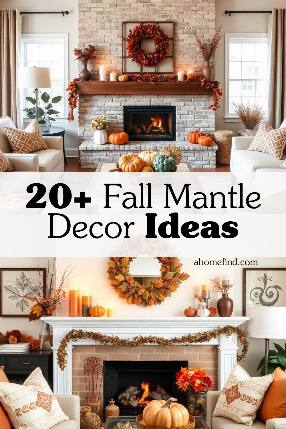 Fall mantel decor pinterest pin.