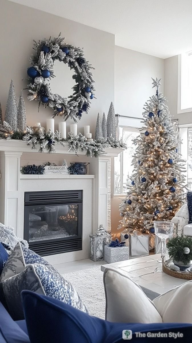 Icy Blue and Silver Christmas_ Elegant and Cool Christmas Decor Ideas for Your Living Room.