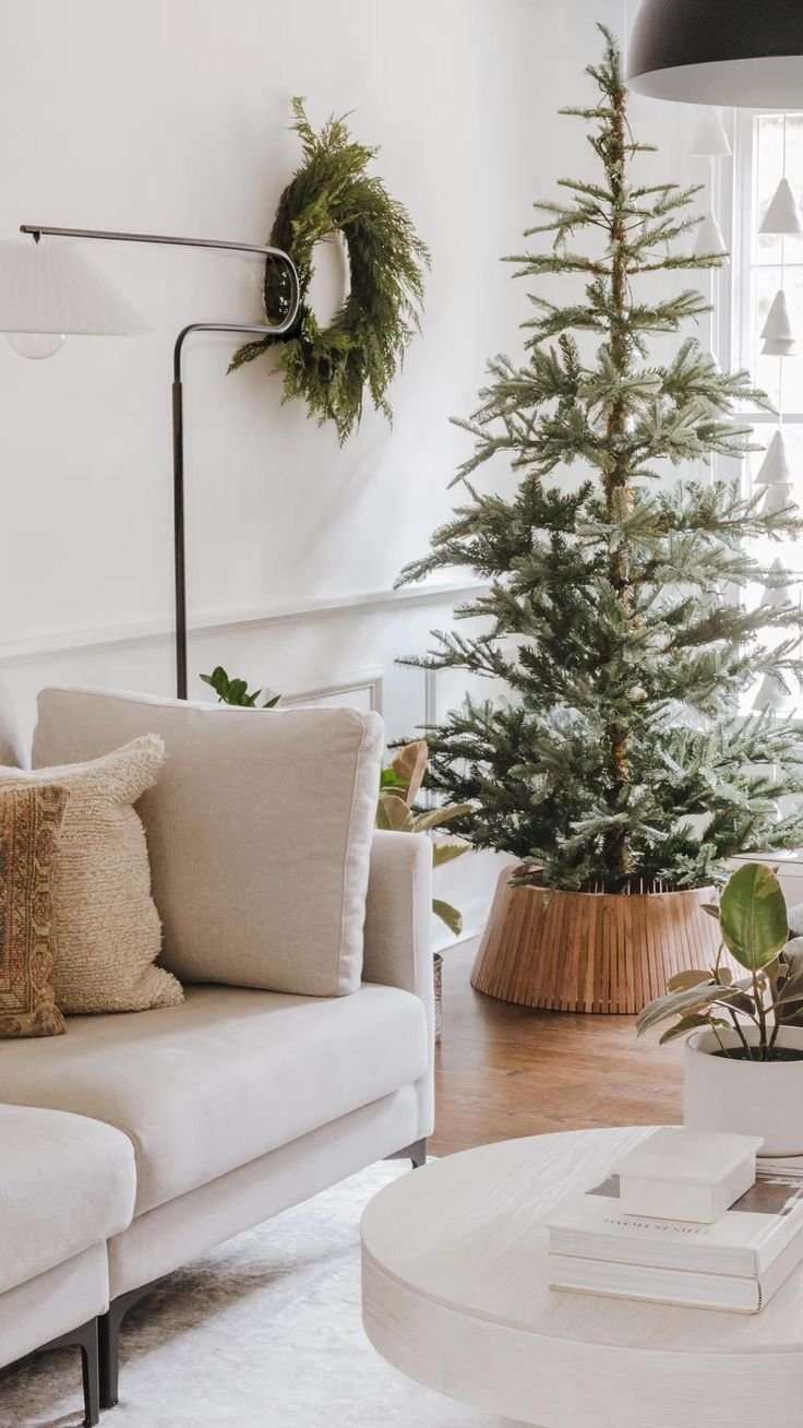 Scandinavian minimalism Christmas Tree and minimalist decor. 