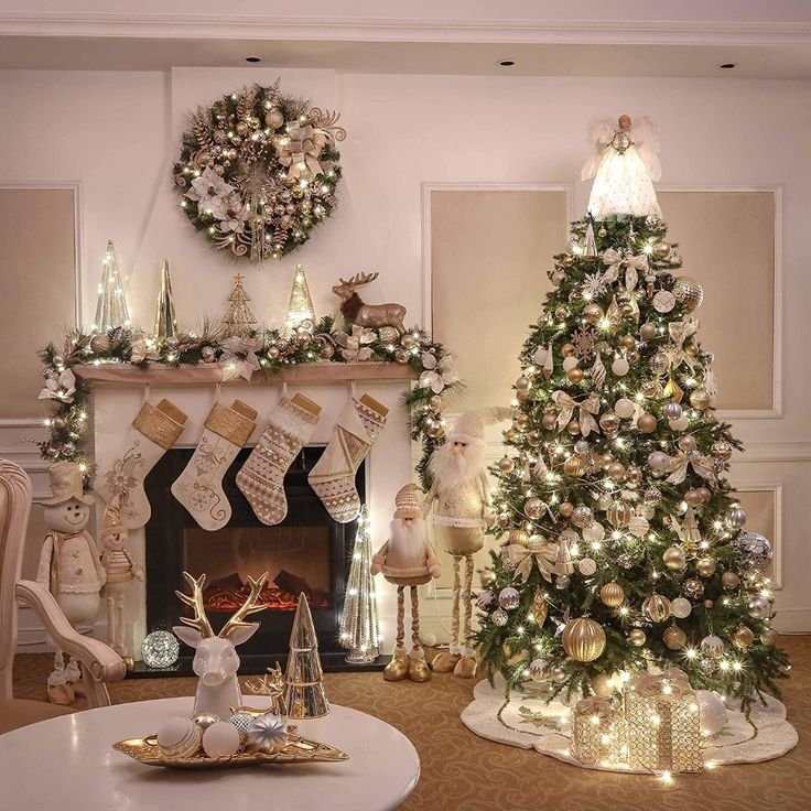 White and gold christmas decoration. 