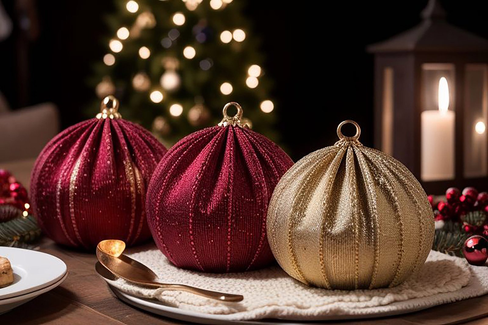 Burgundy Christmas Table Decorations. 