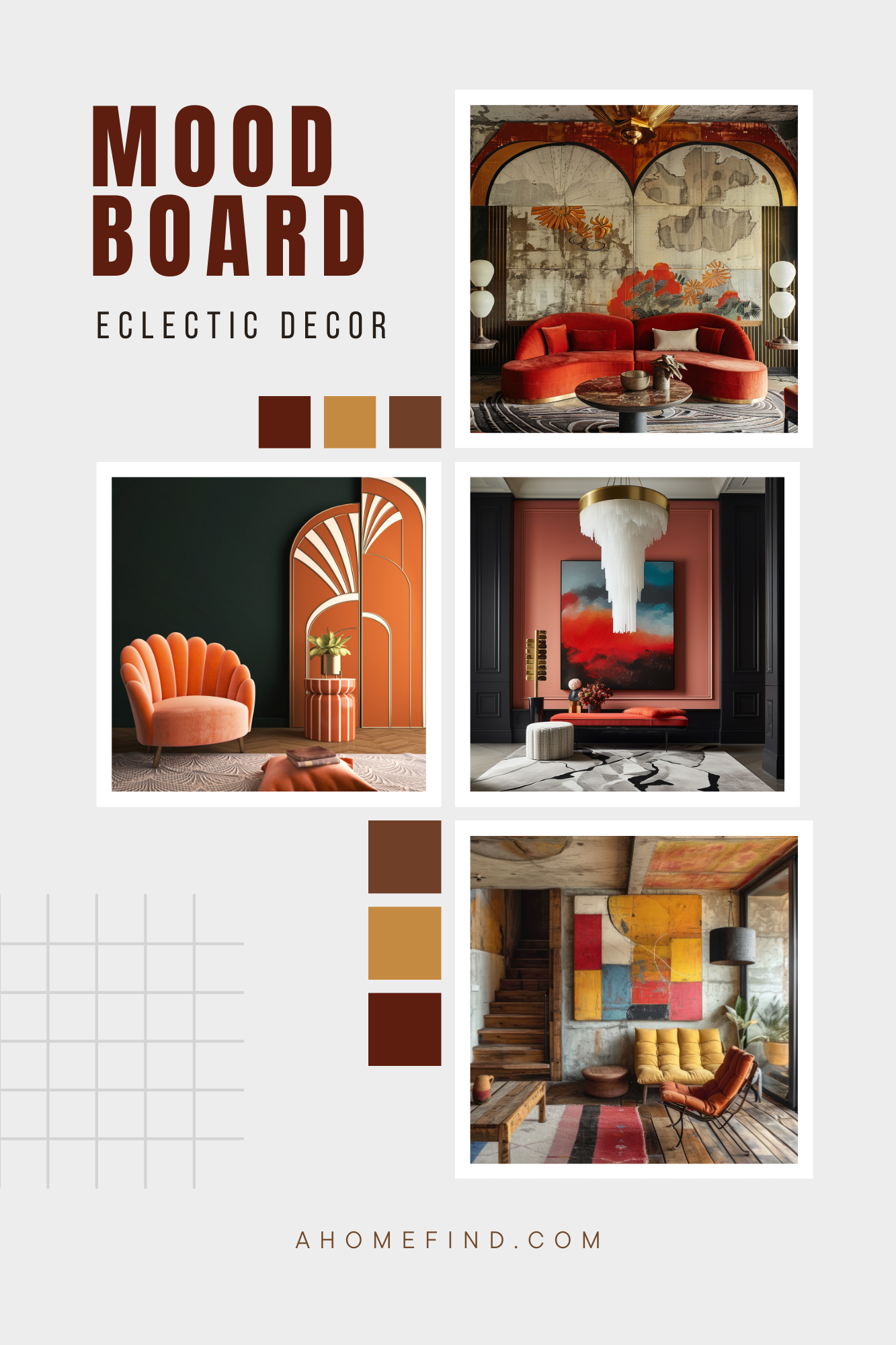 Eclectic decor moodboard pinterest pin. 