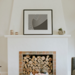 Neutral living room with a fireplace.