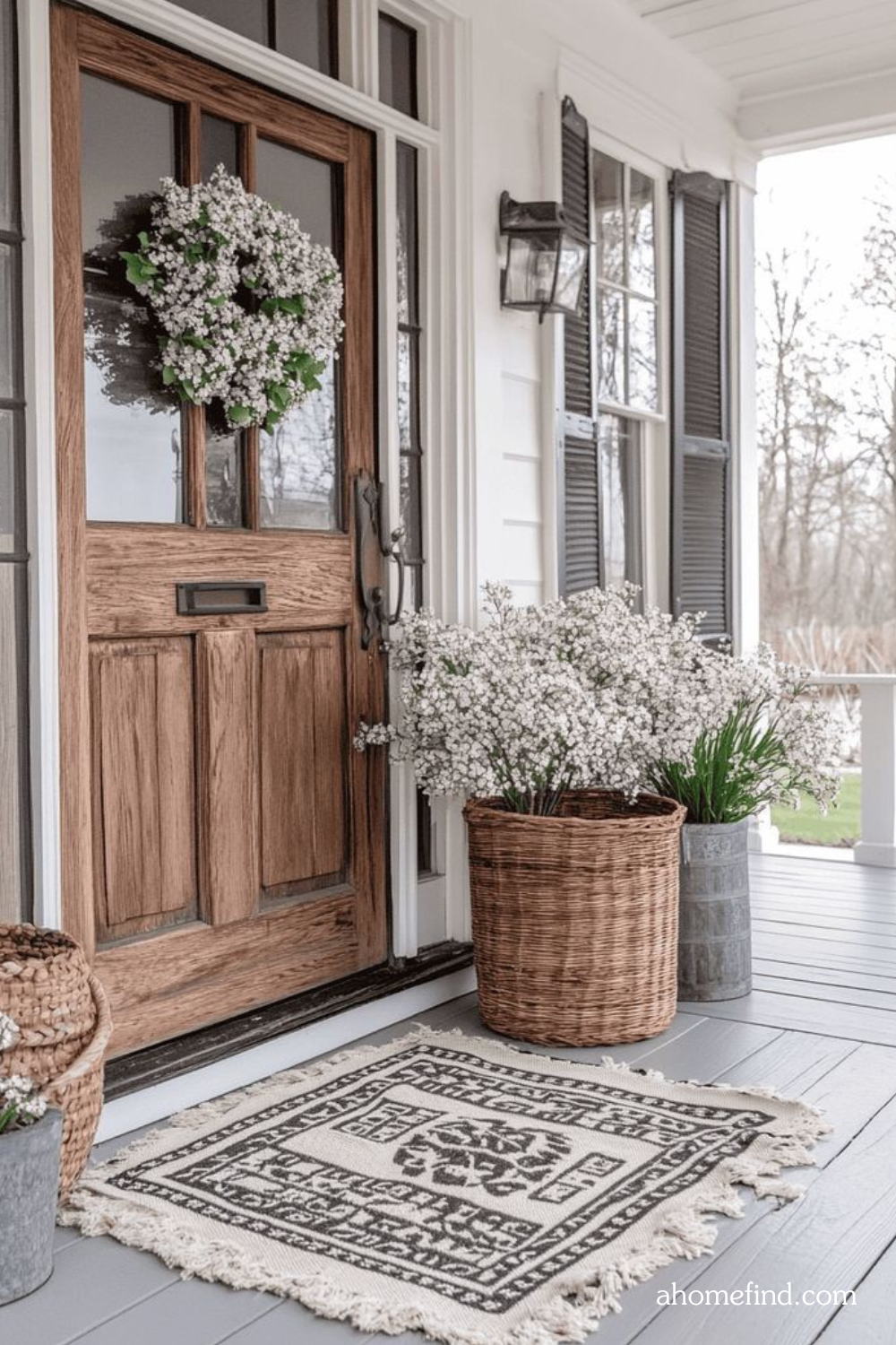 Floral front porch arrangements with beautiful and Cozy spring porch styling.