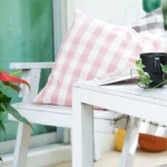 Pastel color porch decor and Outdoor seating ideas for spring with Floral front porch arrangements.