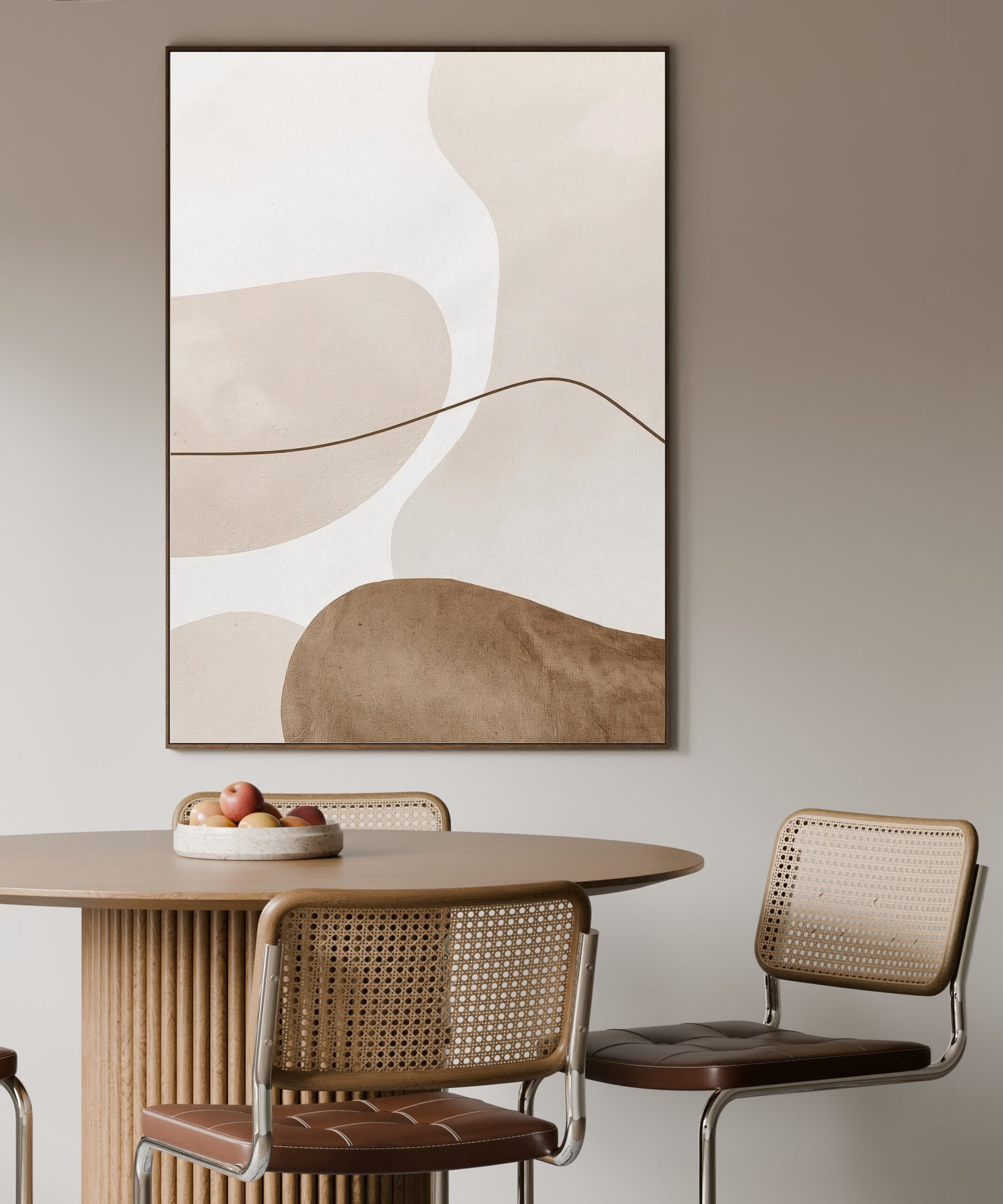 This matte vertical poster features an abstract painting in a neutral color palette, creating a calm and balanced composition. The minimalist modern art design, inspired by Scandinavian and Japanese aesthetics, brings a serene and sophisticated vibe to any living space. Printed on high-quality matte paper, this poster add refined elegance and subtle artistry to your home. Perfect for those who appreciate contemporary design and wish to enhance their interiors with understated beauty.
