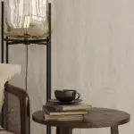 aesthetic amazon finds with an armchair and a coffee table. A lamp. Closeup.