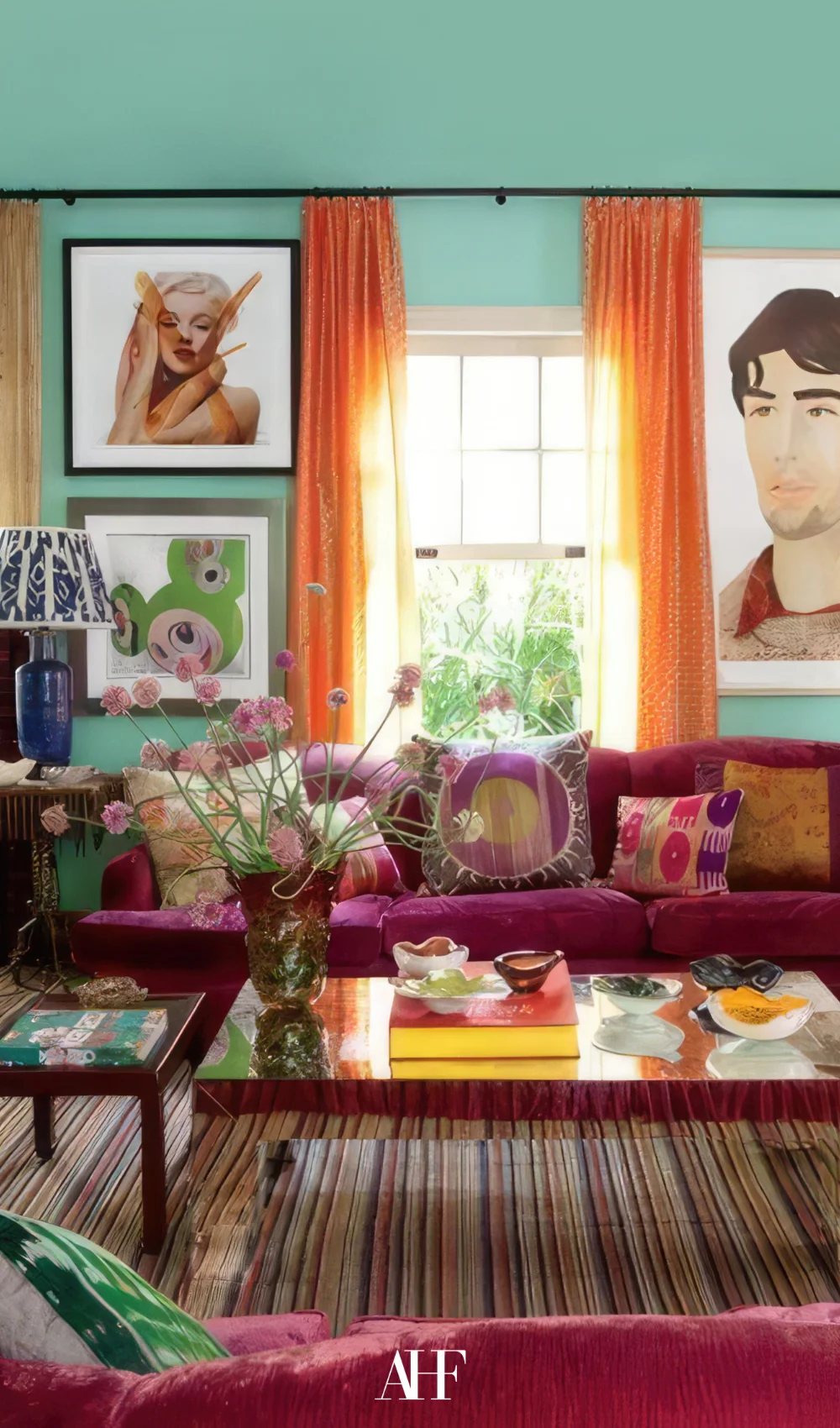 Maximalist interior design with bold decor and colors. maximalist living room ideas.