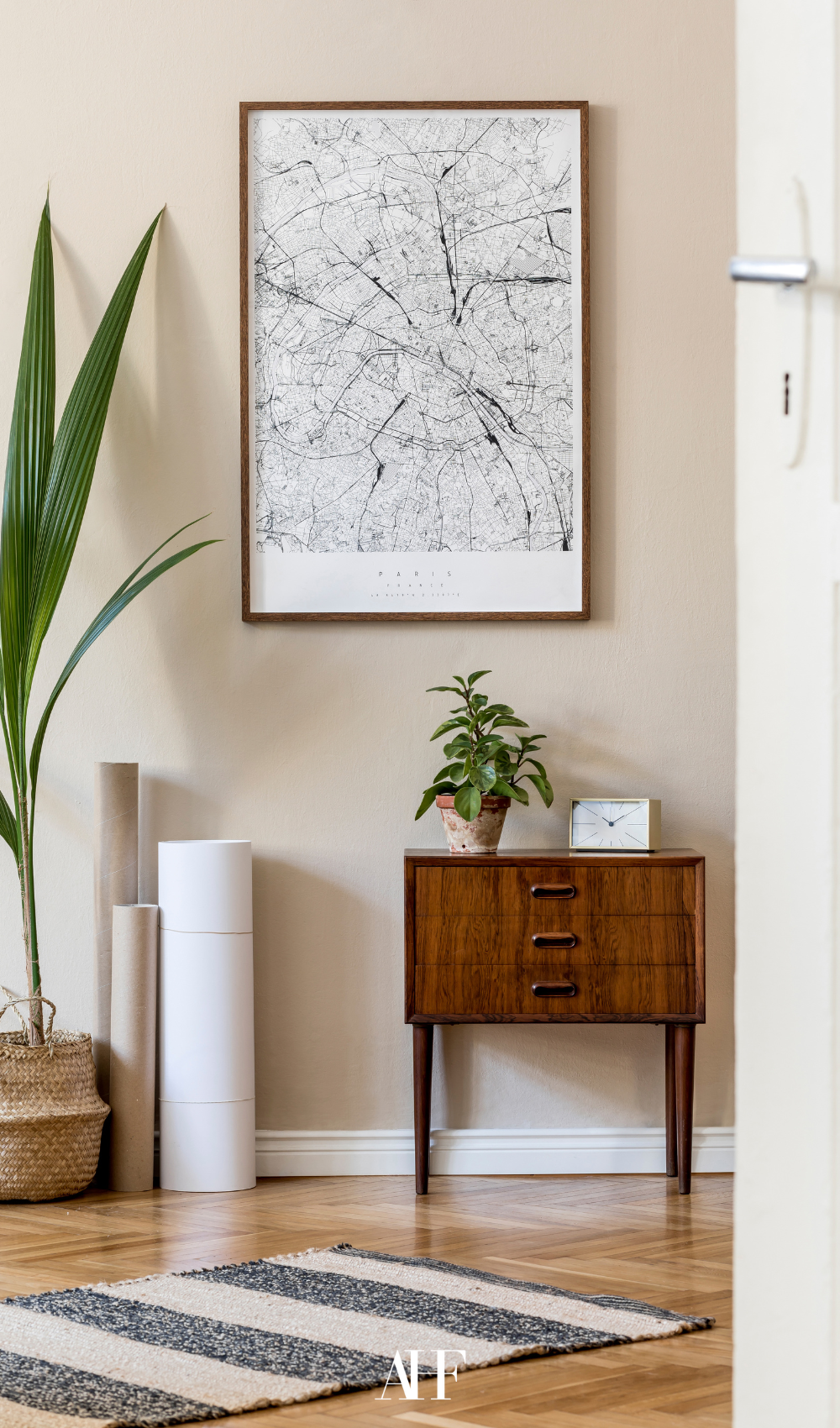 A decorated home with wooden details and plants.