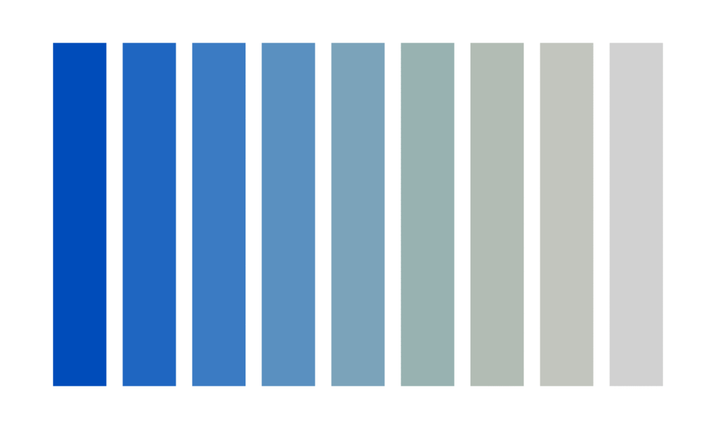 A color palette of blue showing clear saturation.