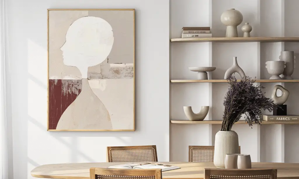 This abstract poster features the elegant silhouette of a woman set against a softly textured background. With a neutral color palette and minimalist modern design, the artwork conveys calm, balance, and quiet sophistication. Subtle shadows and natural textures highlight its Scandinavian and Japanese-inspired aesthetic, creating a timeless and serene piece of wall art. Printed on high-quality matte paper, this poster adds a refined and artistic touch to any space. Perfect for art enthusiasts and those who appreciate modern, minimalist decor.